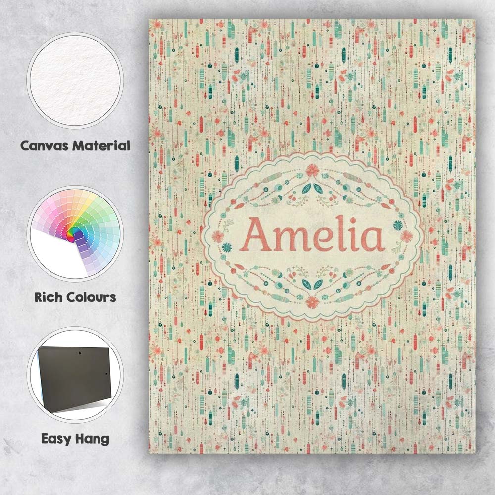 Personalised Name Delicate Hanging Ornaments Custom Bespoke Contemporary Display Canvas Wall Art Print Decor Picture Ready to Hang