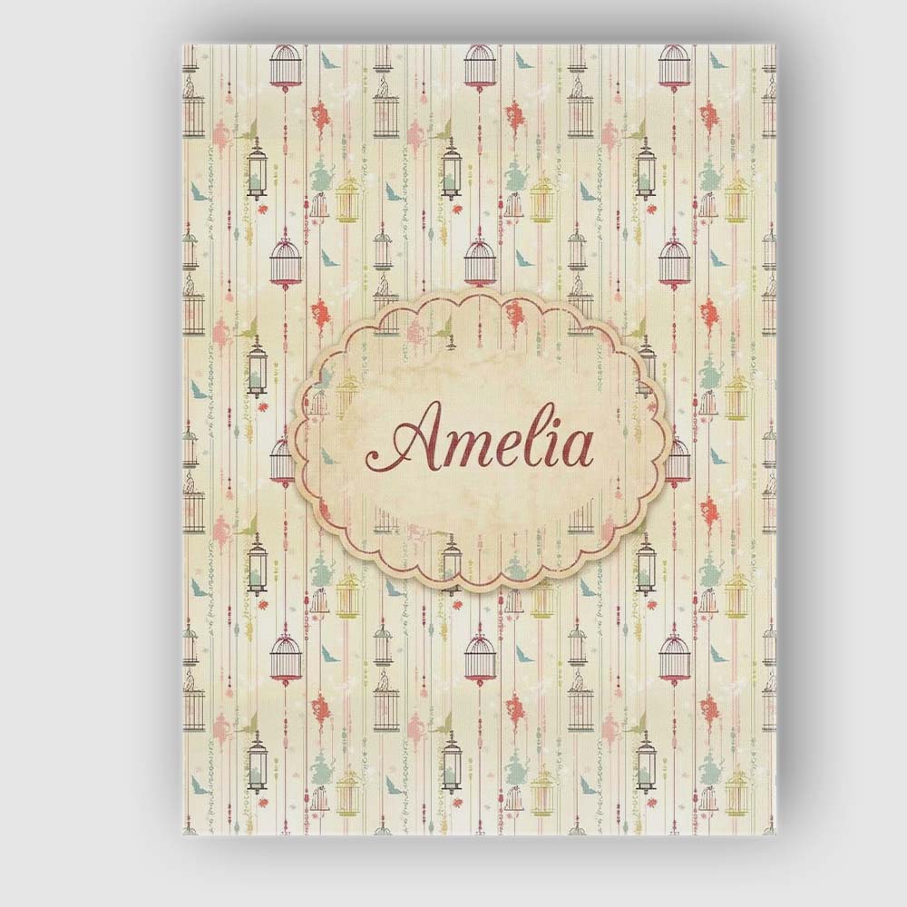 Personalised Name Elegant Birdcage Floral Custom Bespoke Decorative Contemporary Canvas Wall Art Print Decor Picture Ready to Hang