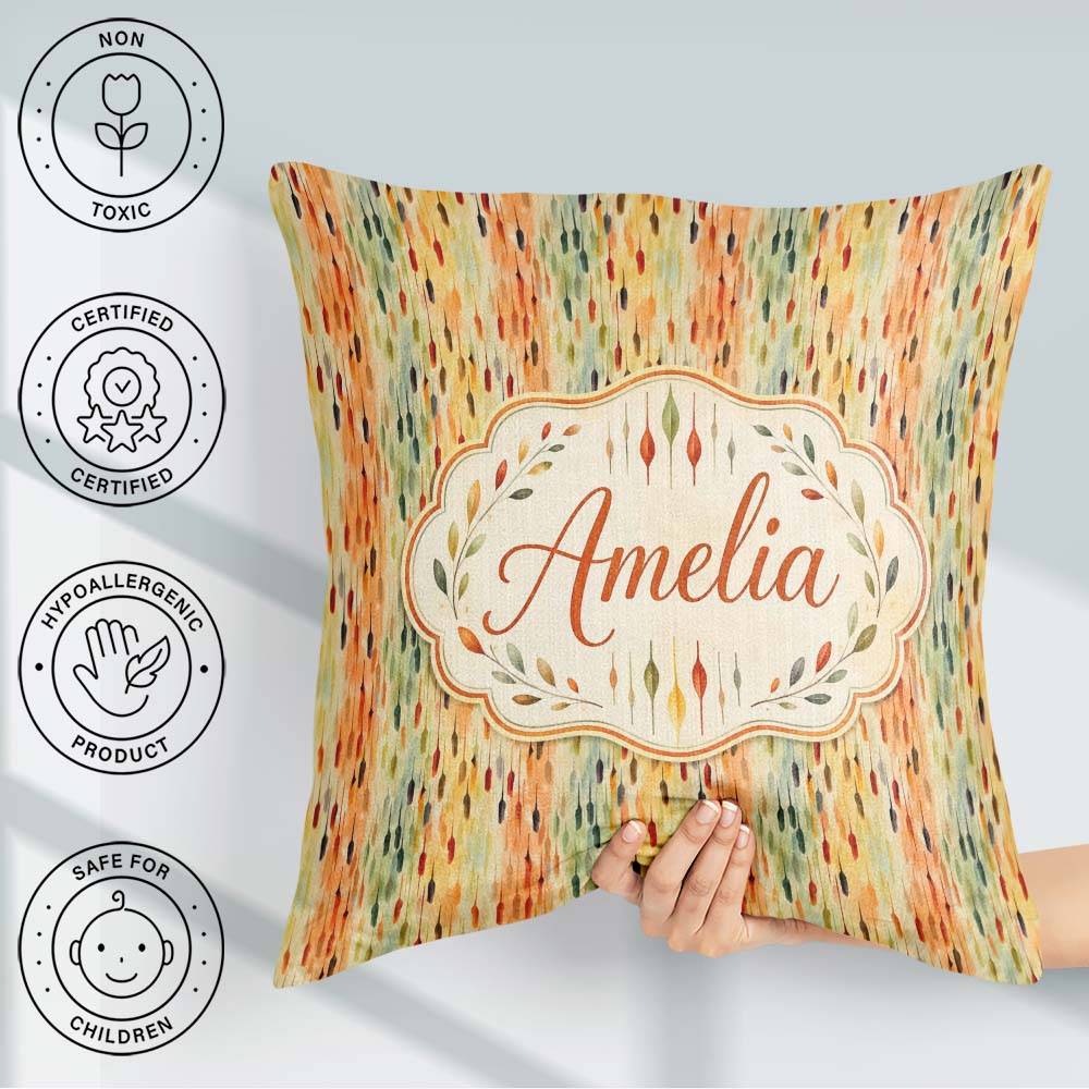 Custom Name Warm Abstract Watercolor Raindrop Gradient Seamless Square Filled Cushion Throw Pillow Sofa Bed Home Decor Zip Washable UK Made