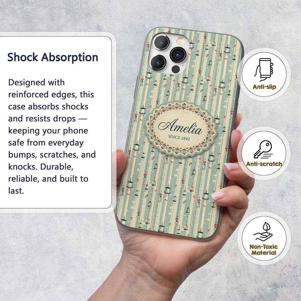 Classic Decorative Birdcages Decorative Design Custom Name Protective Phone Case Mobile Cover Durable Everyday Smartphone Shock Resistant