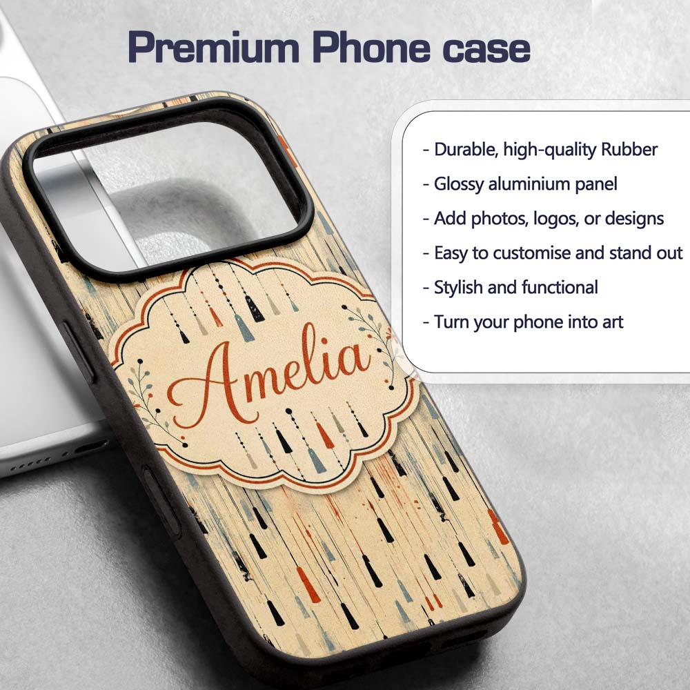 Minimalist Vertical Abstract Drops Printed Design Custom Name Protective Phone Case Mobile Cover Durable Everyday Smartphone Shock Resistant