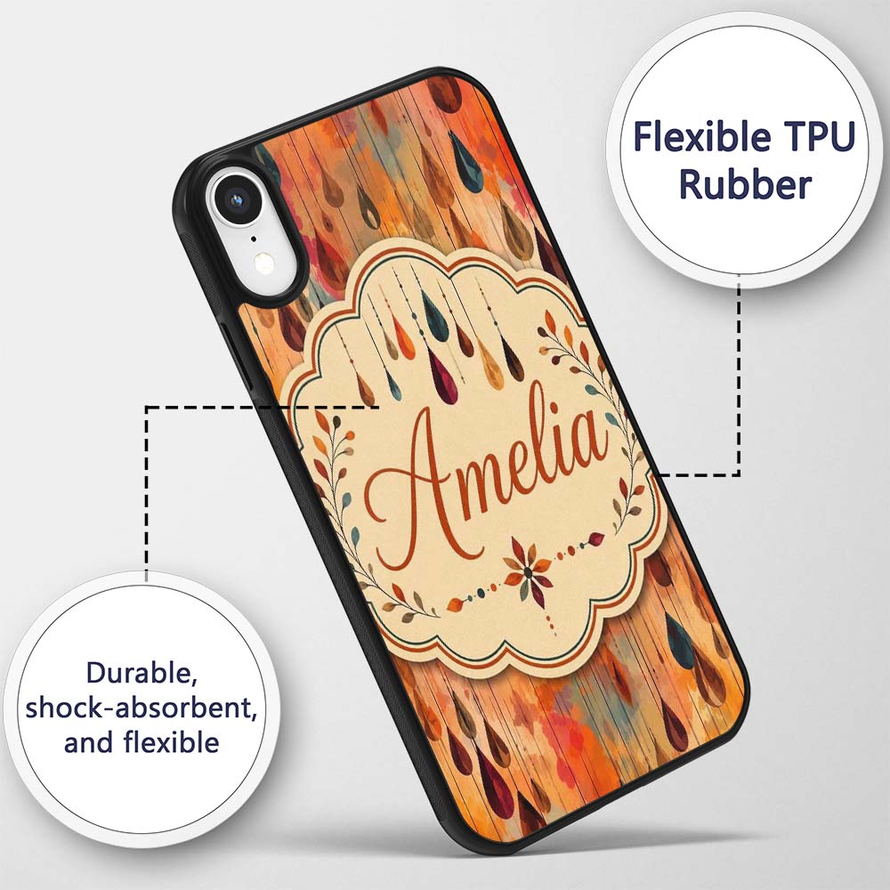 Warm Autumn Raindrop Abstract Watercolor Seamless Custom Name Protective Phone Case Mobile Cover Durable Everyday Smartphone Shock Resistant