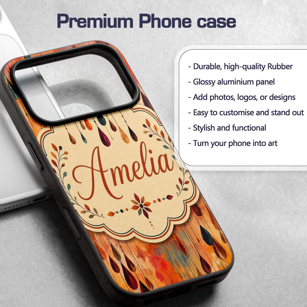 Warm Autumn Raindrop Abstract Watercolor Seamless Custom Name Protective Phone Case Mobile Cover Durable Everyday Smartphone Shock Resistant