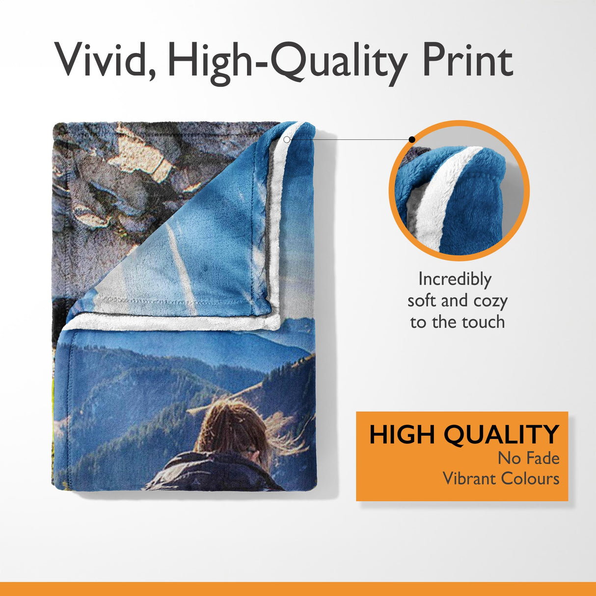 Upload Your Own 1 Photo Custom Made Text Soft Warm Fleece Mink Blanket