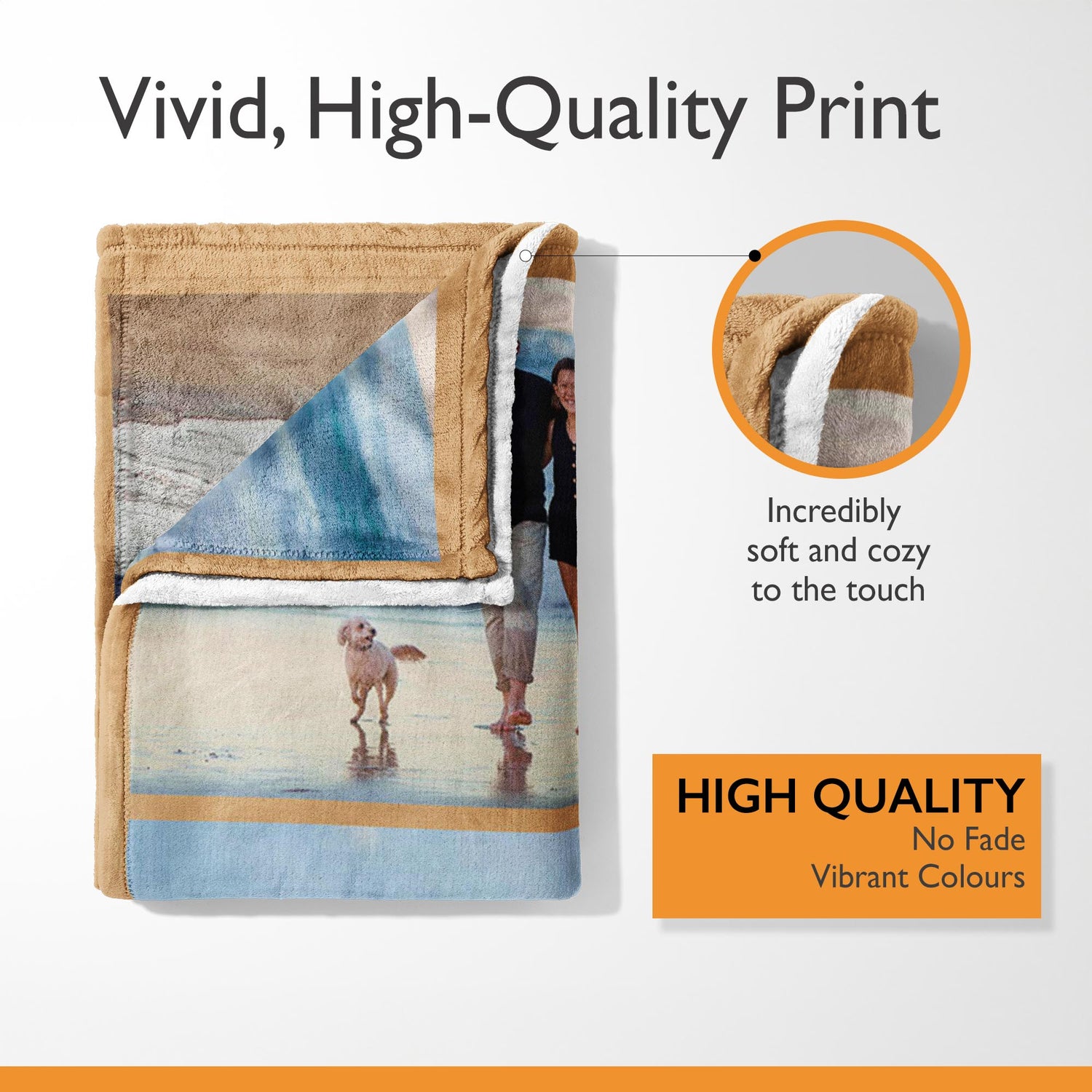 Upload Your Own 2 Photos Custom Made Text Soft Warm Fleece Mink Blanket