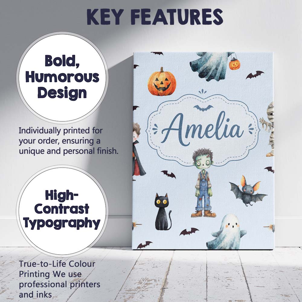 Personalised Name Halloween Zombie Mummy Custom Unique Gift Idea Elegant Feature Canvas Wall Art Print Decor Picture Ready to Hang