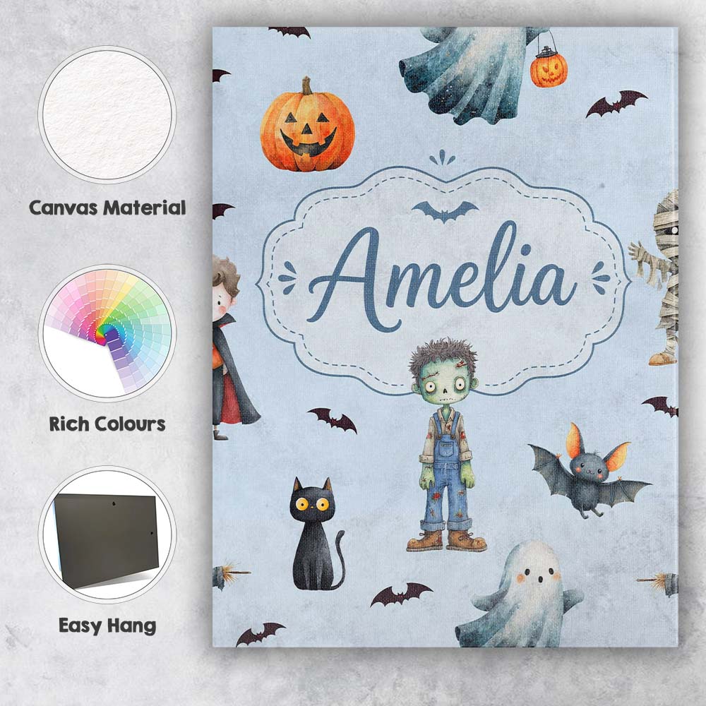 Personalised Name Halloween Zombie Mummy Custom Unique Gift Idea Elegant Feature Canvas Wall Art Print Decor Picture Ready to Hang