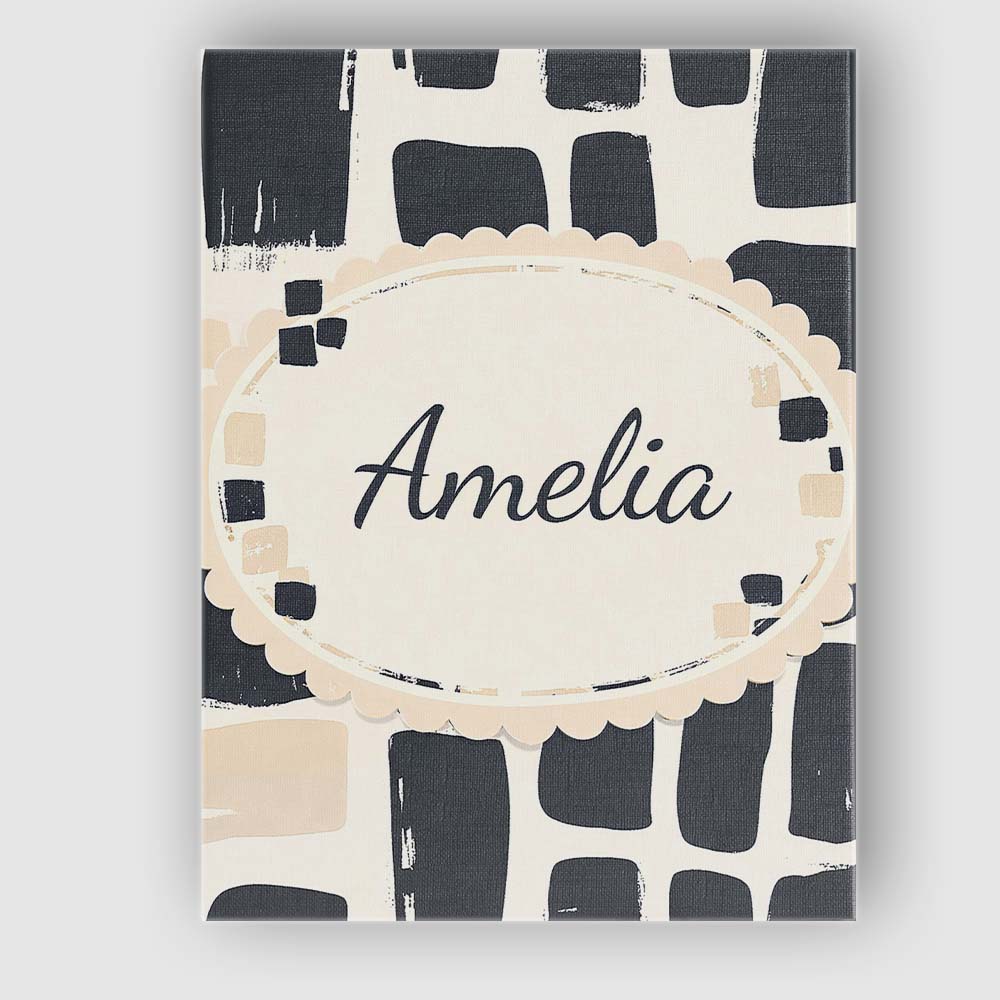Personalised Name Painterly Block Shapes Black Beige Modern Abstract Custom Home Canvas Wall Art Print Decor Picture Ready to Hang