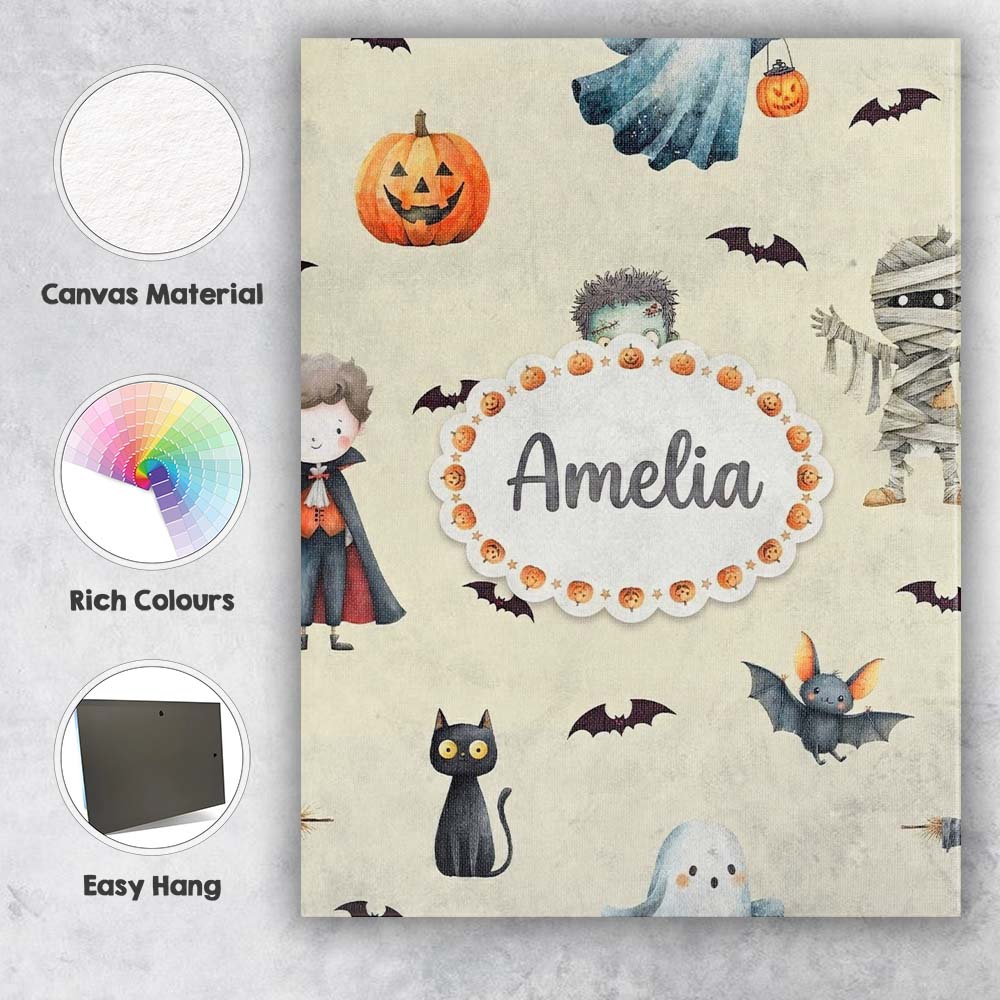 Personalised Name Halloween Zombie Mummy Custom Unique Gift Idea Elegant Feature Canvas Wall Art Print Decor Picture Ready to Hang