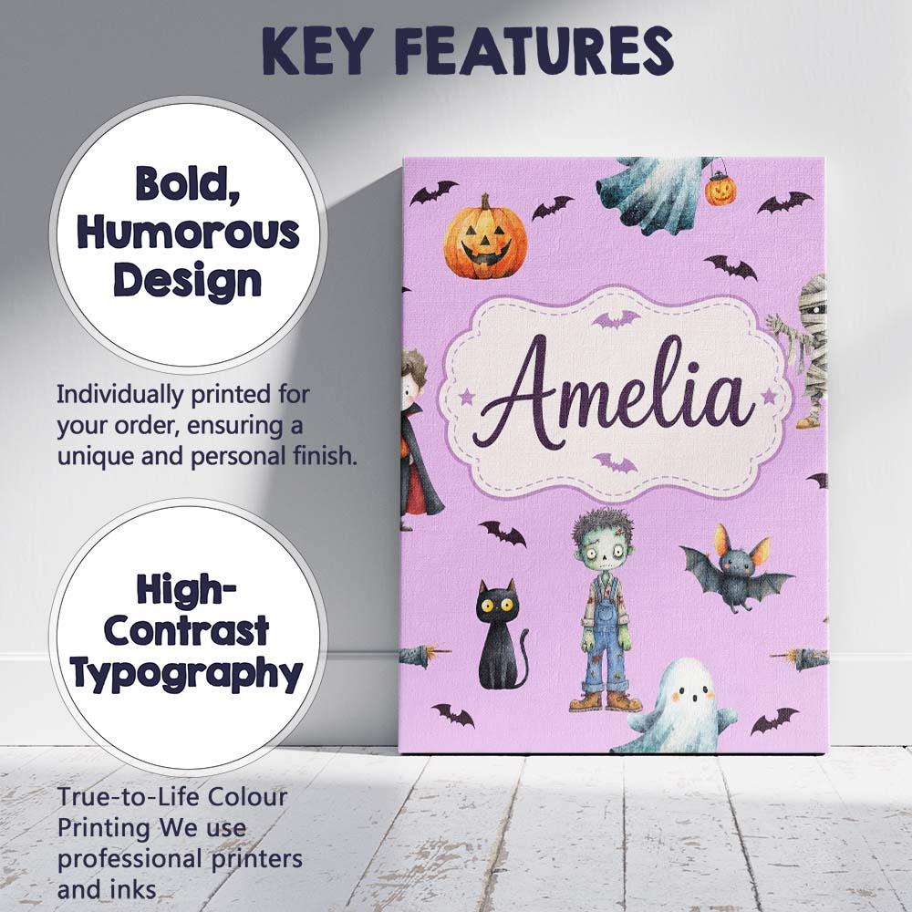 Personalised Name Halloween Zombie Mummy Custom Unique Gift Idea Elegant Feature Canvas Wall Art Print Decor Picture Ready to Hang