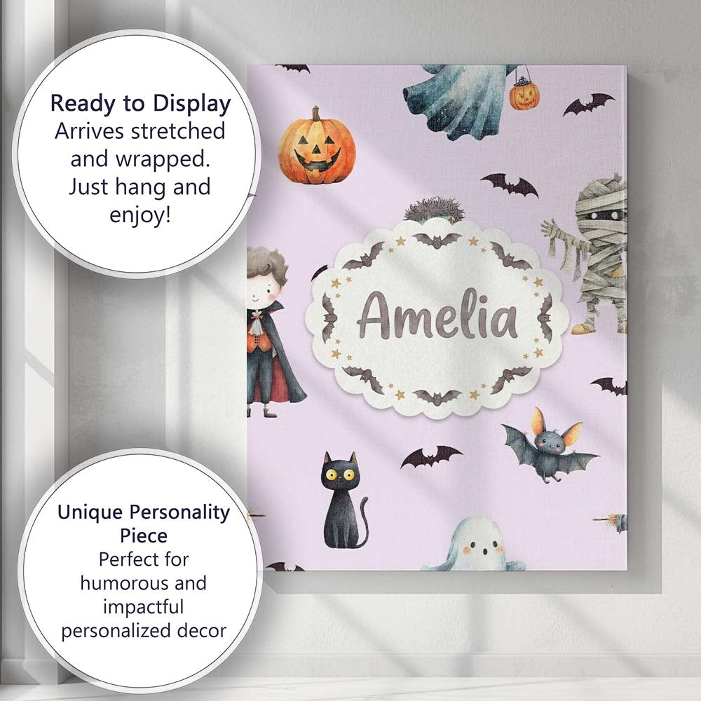 Personalised Name Halloween Zombie Mummy Custom Unique Gift Idea Elegant Feature Canvas Wall Art Print Decor Picture Ready to Hang