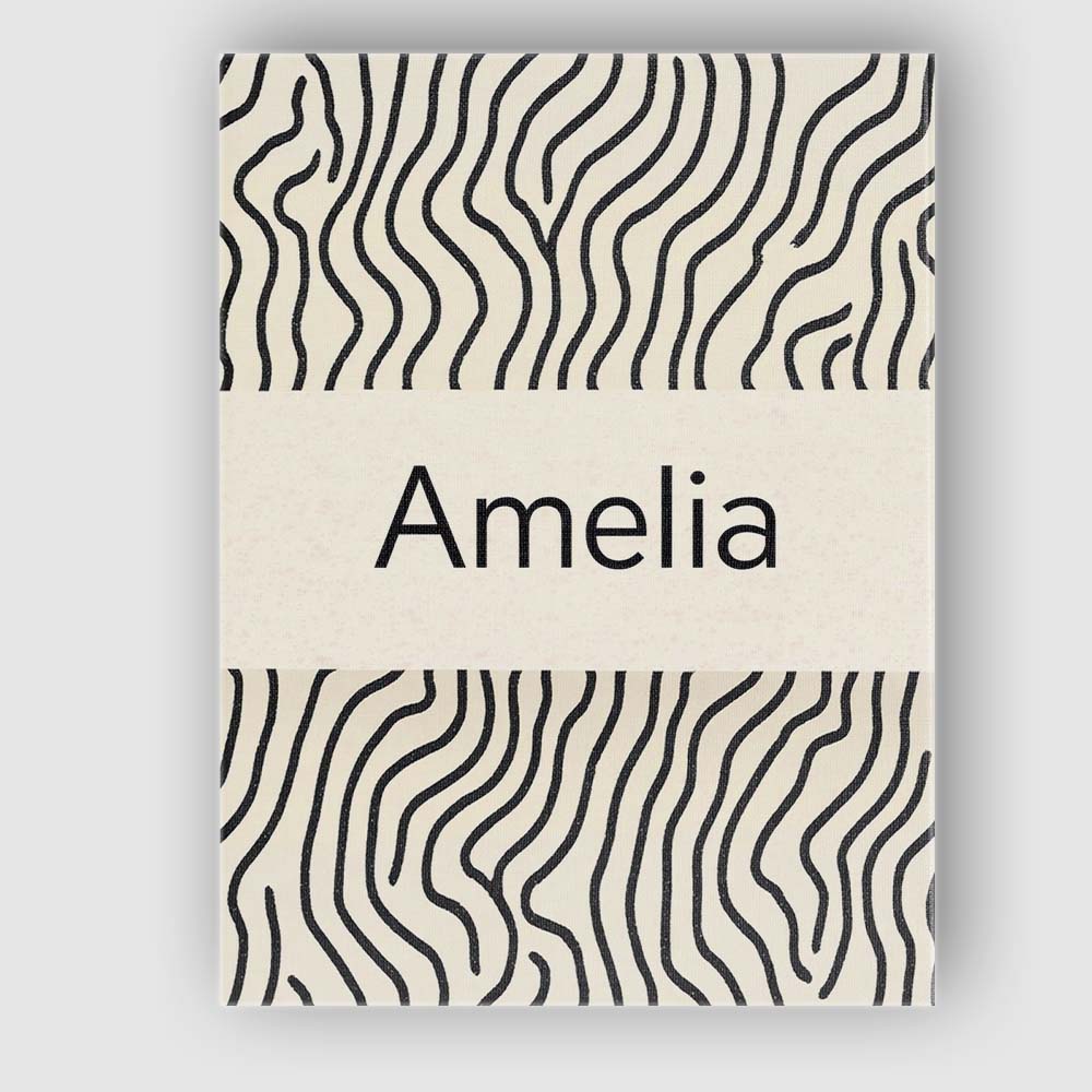 Personalised Name Flowing Wavy Lines Black Cream Organic Stripe Custom Statement Canvas Wall Art Print Decor Picture Ready to Hang
