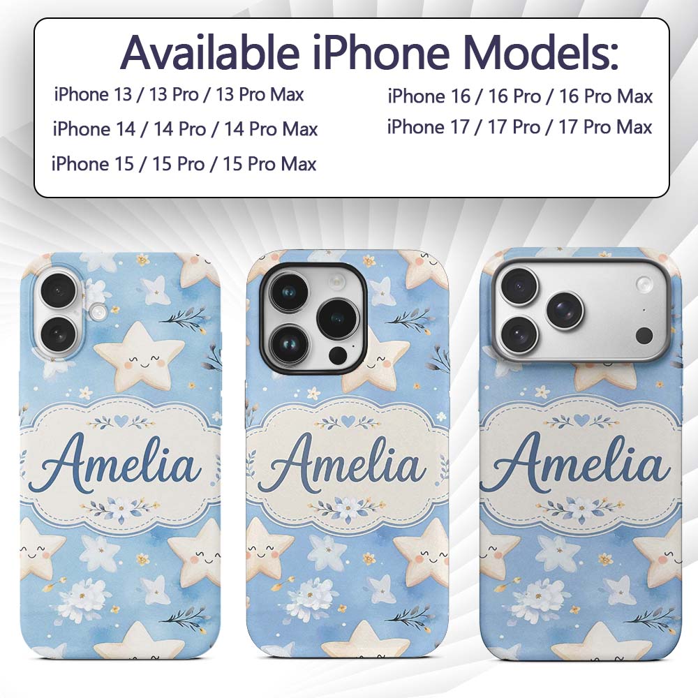 Cute Smiling Starfish with Soft Printed Design Custom Name Protective Phone Case Mobile Cover Durable Everyday Smartphone Shock Resistant