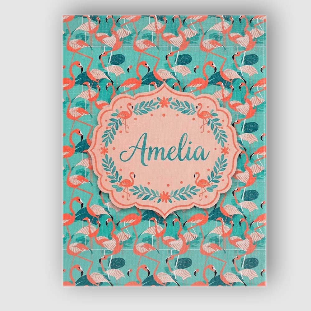 Personalised Name Modern Flamingo Birds Custom Unique Gift Idea Elegant Feature Canvas Wall Art Print Decor Picture Ready to Hang