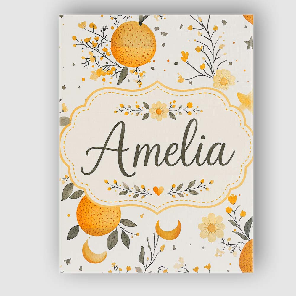 Personalised Name Fresh Oranges with Custom Premium Decorative Design Modern Room Accent Canvas Wall Art Print Decor Picture Ready to Hang