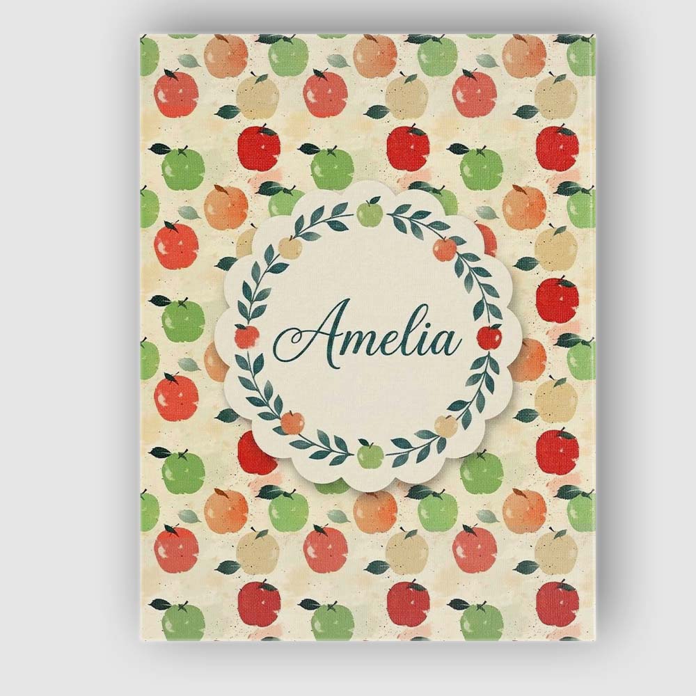 Personalised Name Colorful Apples Fruit Custom Modern Room Accent Elegant Feature Canvas Wall Art Print Decor Picture Ready to Hang