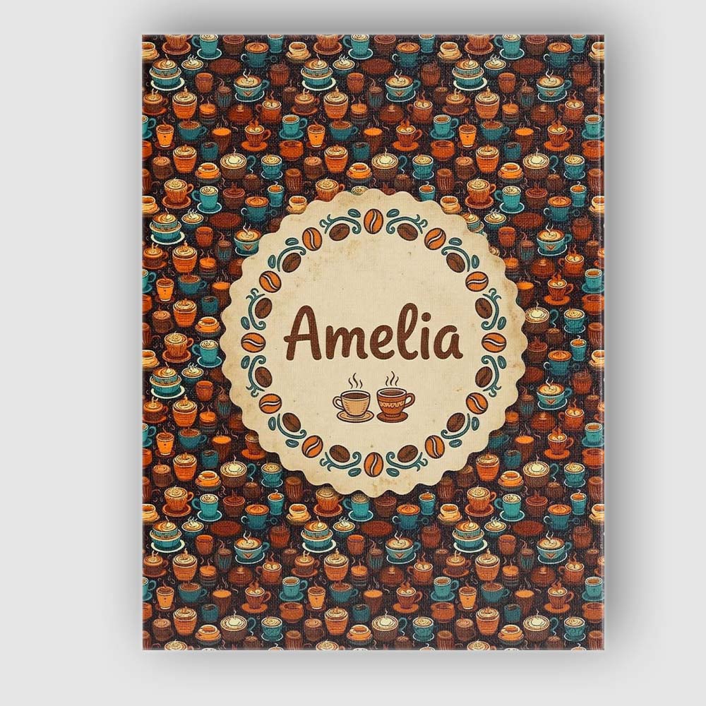 Personalised Name Colorful Coffee Cups and Custom Unique Gift Idea Elegant Feature Canvas Wall Art Print Decor Picture Ready to Hang