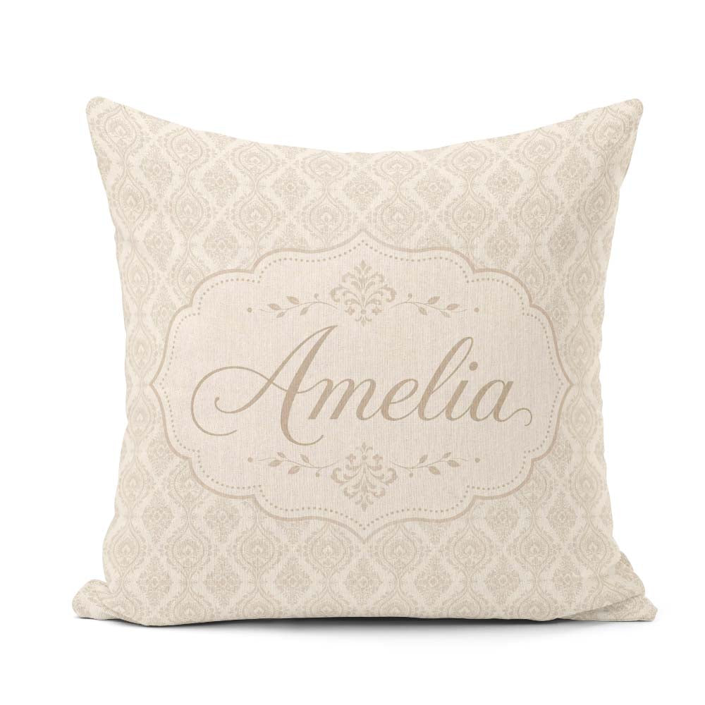 Custom Name Classic Ornamental Teardrop Damask Seamless Pattern Square Filled Cushion Throw Pillow Sofa Bed Home Decor Zip Washable UK Made