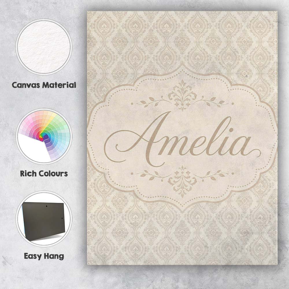 Personalised Name Classic Ornamental Custom Premium Decorative Design Modern Room Accent Canvas Wall Art Print Decor Picture Ready to Hang