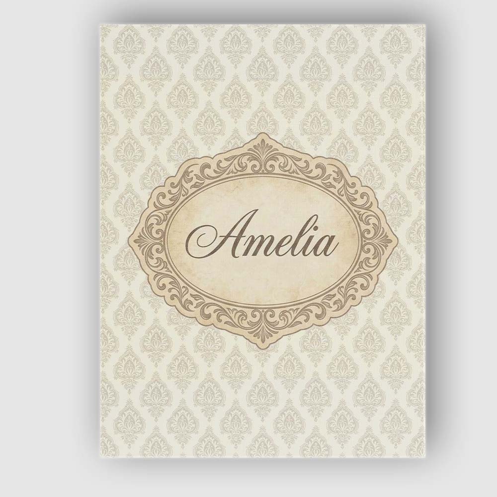 Personalised Name Classic Beige Ornamental Custom Unique Gift Idea Elegant Feature Canvas Wall Art Print Decor Picture Ready to Hang