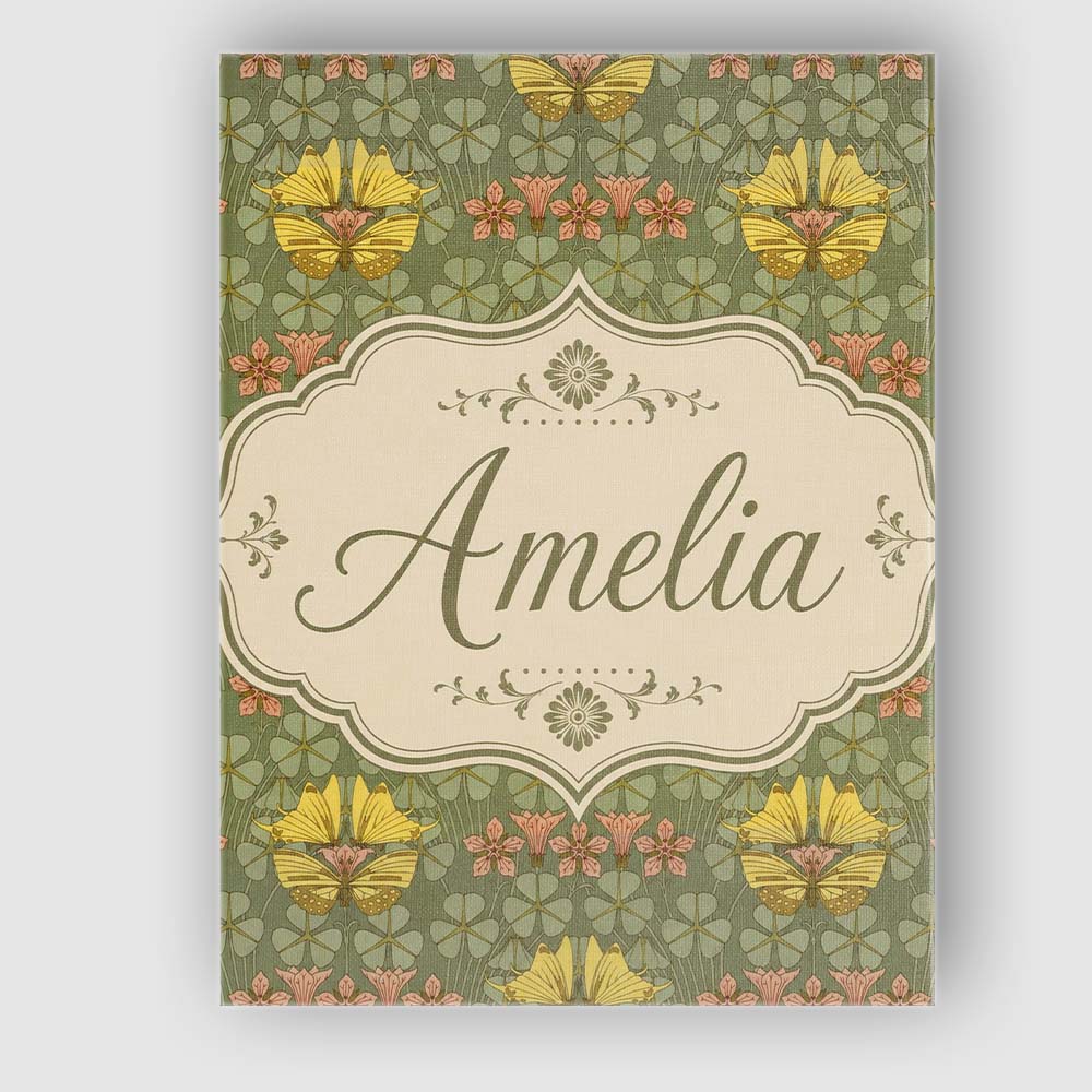 Personalised Name Nouveau Butterflies Custom Unique Gift Idea Modern Room Accent Canvas Wall Art Print Decor Picture Ready to Hang