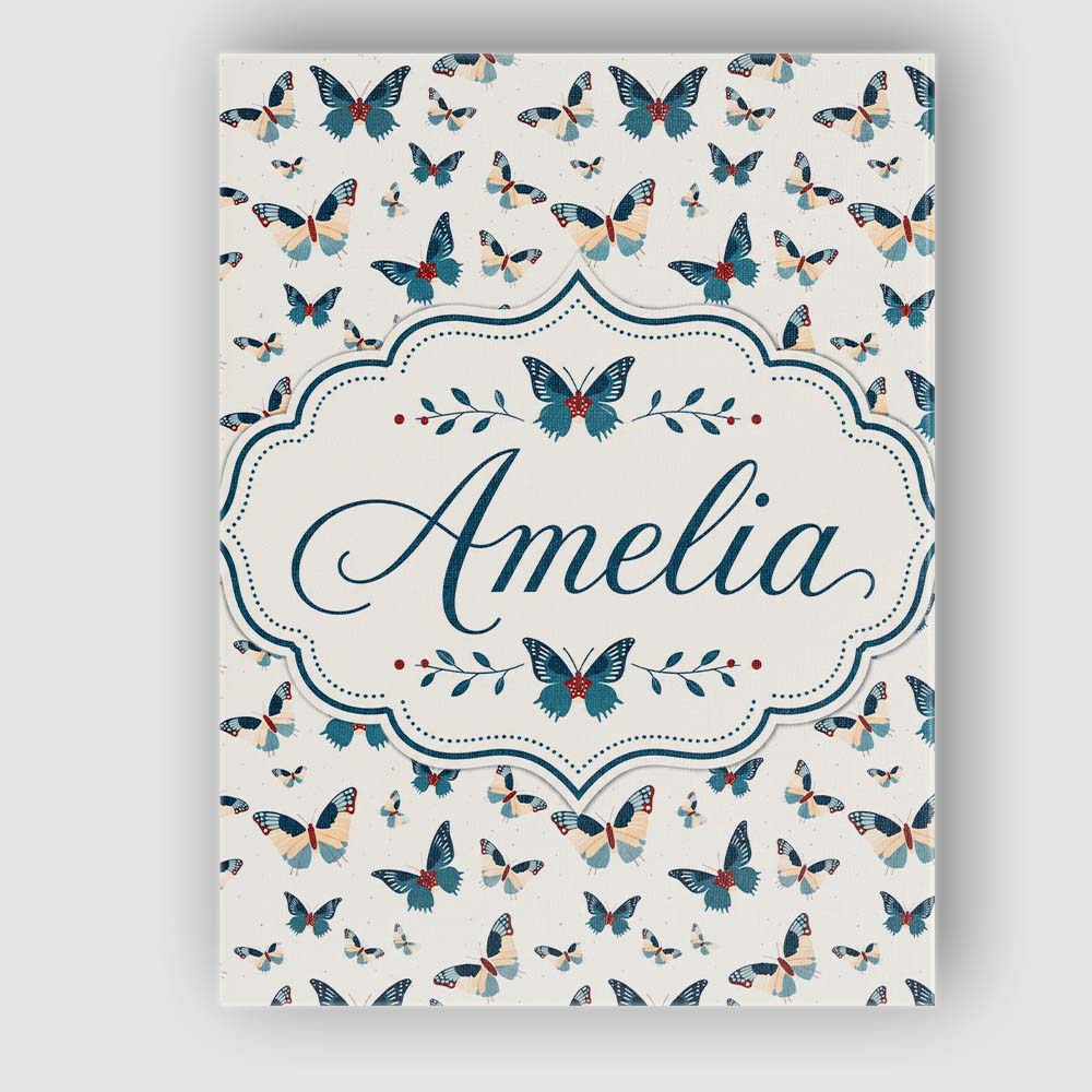 Personalised Name Cute Small Butterfly Custom Modern Room Accent Elegant Feature Canvas Wall Art Print Decor Picture Ready to Hang