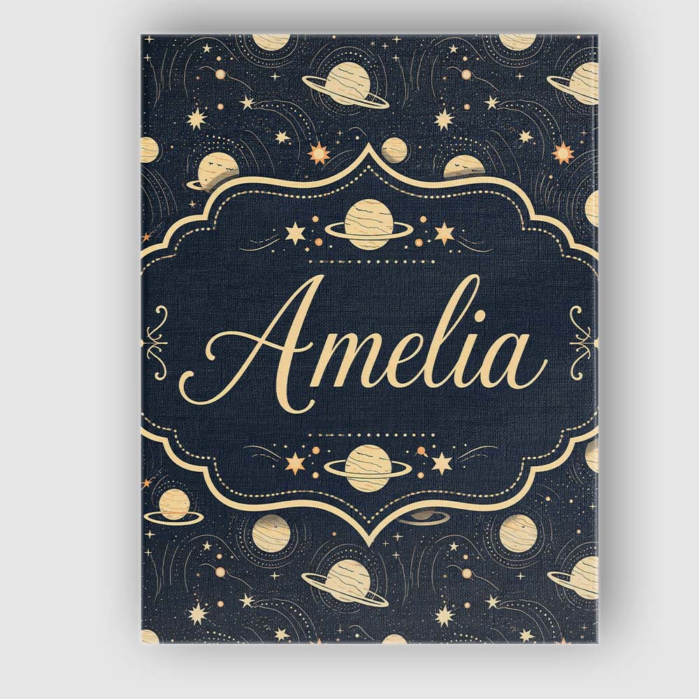 Personalised Name Celestial Planets Stars Custom Unique Gift Idea Elegant Feature Canvas Wall Art Print Decor Picture Ready to Hang