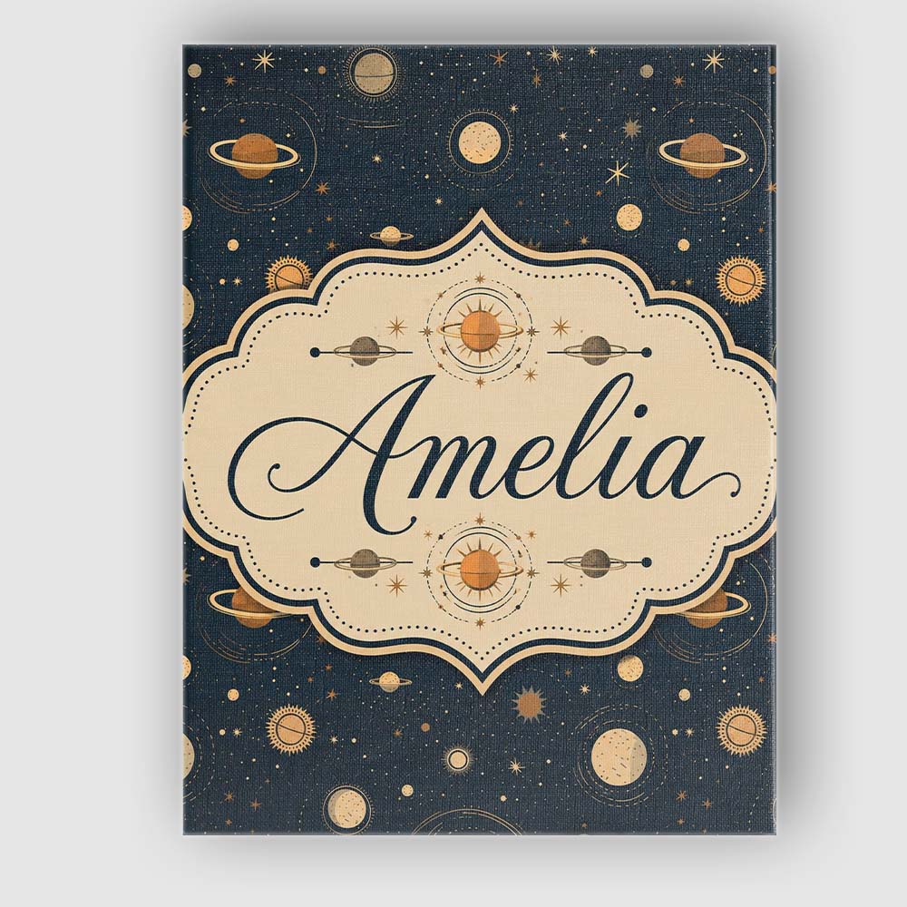 Personalised Name Solar System Space Custom Premium Decorative Design Modern Room Accent Canvas Wall Art Print Decor Picture Ready to Hang