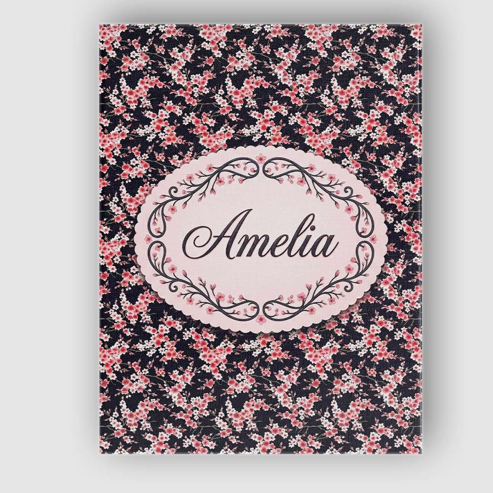 Personalised Name Pink Cherry Blossom Custom Modern Room Accent Creative Decorator Style Canvas Wall Art Print Decor Picture Ready to Hang