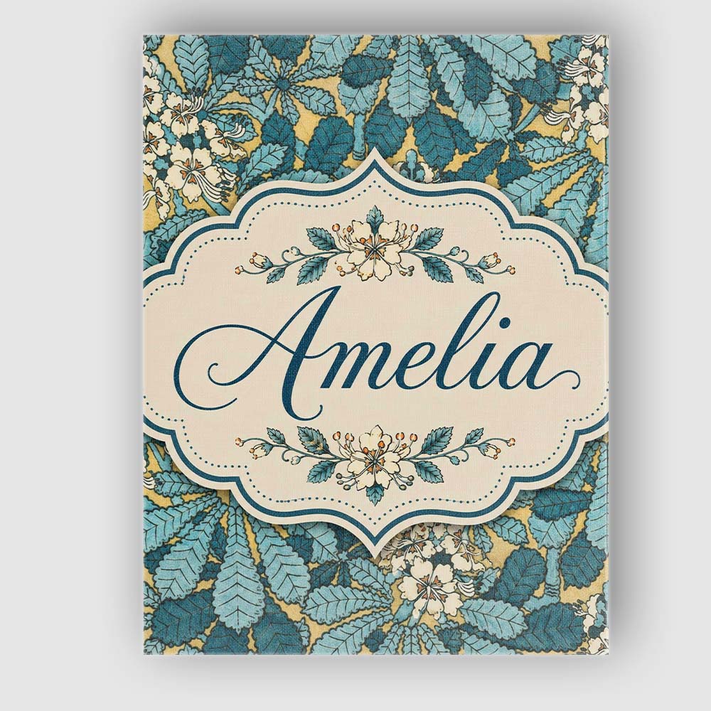 Personalised Name Nouveau Botanical Custom Stylish Home Interior Elegant Feature Canvas Wall Art Print Decor Picture Ready to Hang