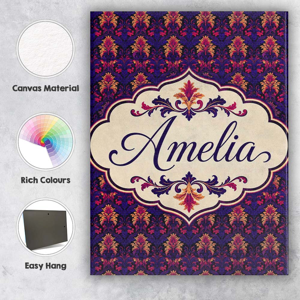 Personalised Name Bold Purple and Magenta Custom Unique Gift Idea Elegant Feature Canvas Wall Art Print Decor Picture Ready to Hang