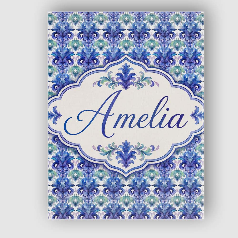 Personalised Name Cool Blue and Teal Custom Premium Decorative Design Modern Room Accent Canvas Wall Art Print Decor Picture Ready to Hang