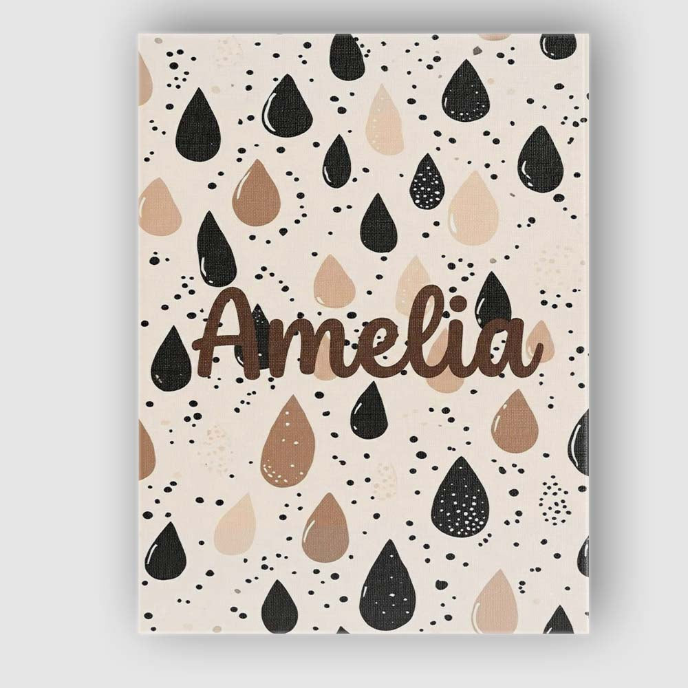 Personalised Name Scattered Paint Droplets Black Beige Abstract Spot Custom Home Canvas Wall Art Print Decor Picture Ready to Hang