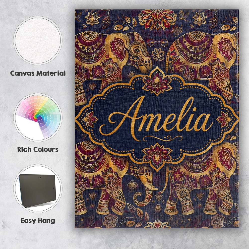 Personalised Name Rich Burgundy and Gold Custom Unique Gift Idea Elegant Feature Canvas Wall Art Print Decor Picture Ready to Hang
