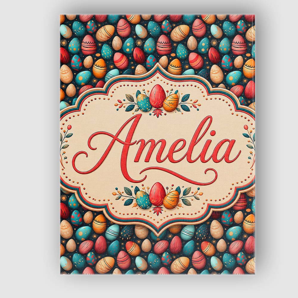 Personalised Name Decorative Easter Eggs Custom Unique Gift Idea Elegant Feature Canvas Wall Art Print Decor Picture Ready to Hang