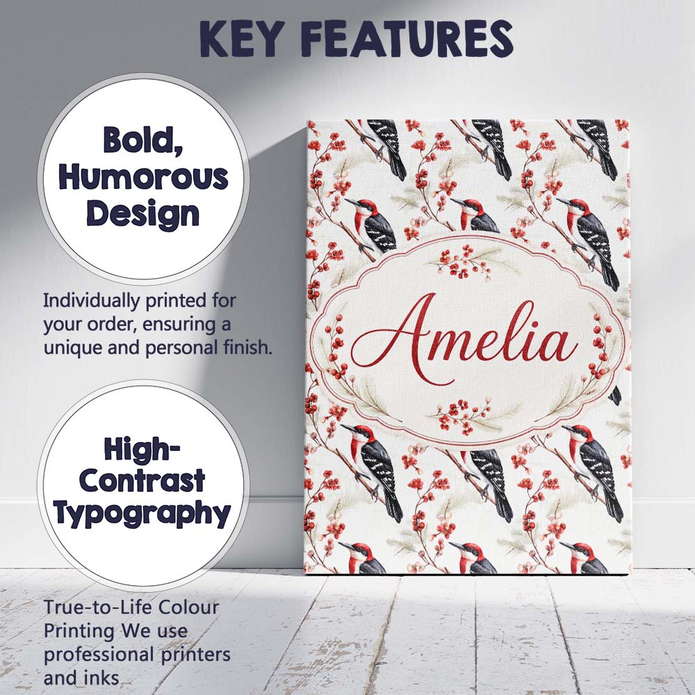 Personalised Name Realistic Red Headed Custom Modern Room Accent Elegant Feature Canvas Wall Art Print Decor Picture Ready to Hang