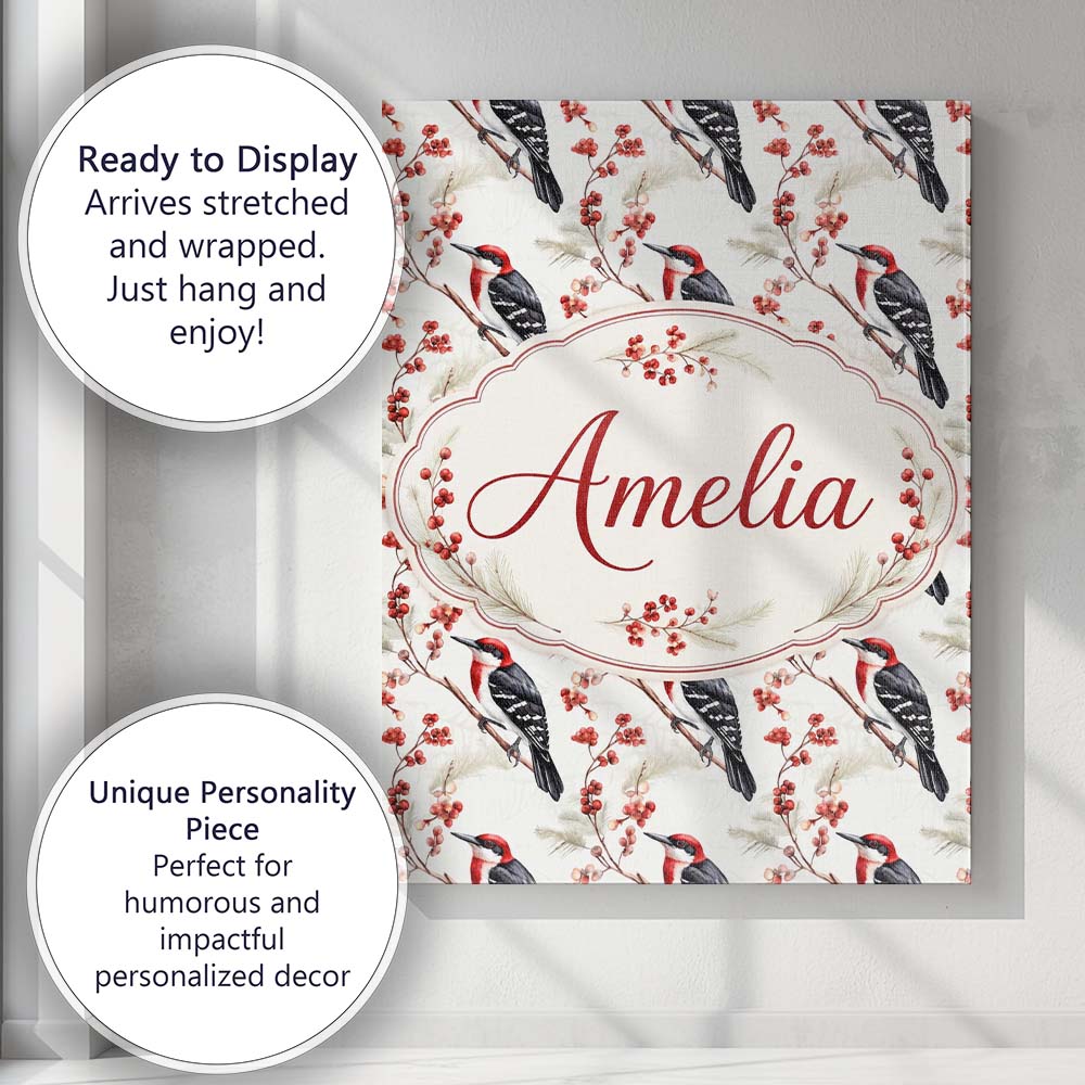 Personalised Name Realistic Red Headed Custom Modern Room Accent Elegant Feature Canvas Wall Art Print Decor Picture Ready to Hang