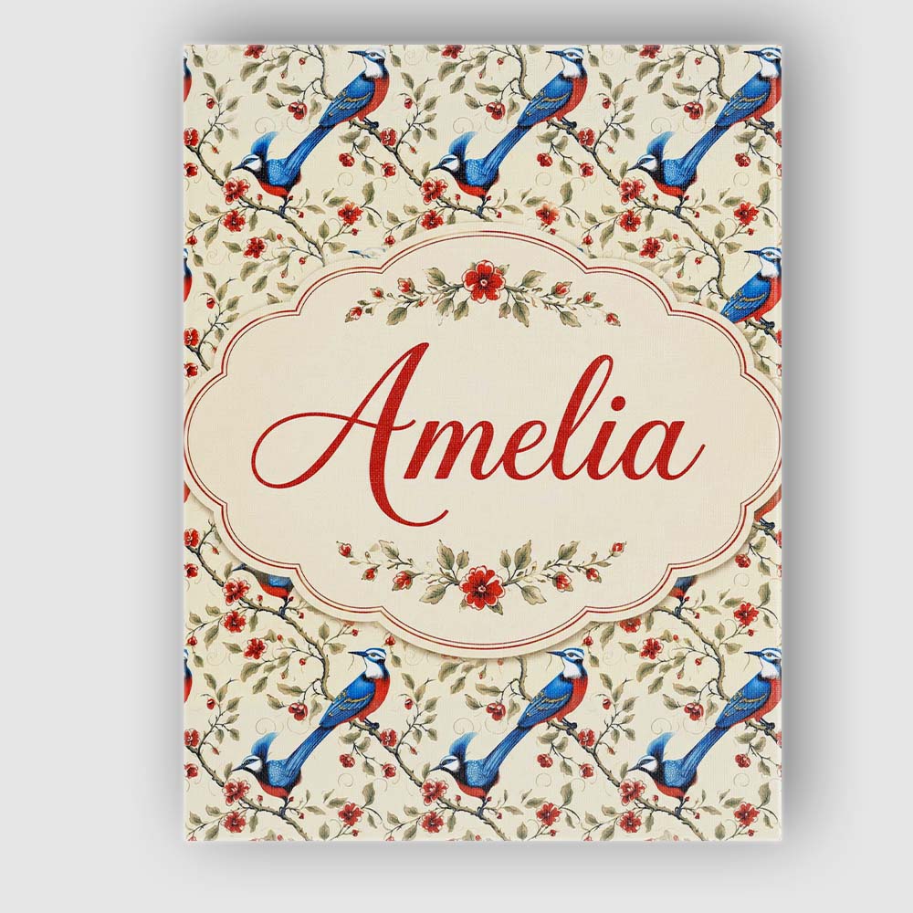 Personalised Name Elegant Blue and Red Custom Unique Gift Idea Modern Room Accent Canvas Wall Art Print Decor Picture Ready to Hang