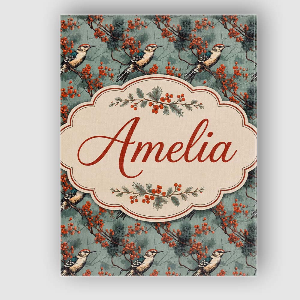 Personalised Name Decorative Bird with Red Custom Unique Gift Idea Elegant Feature Canvas Wall Art Print Decor Picture Ready to Hang