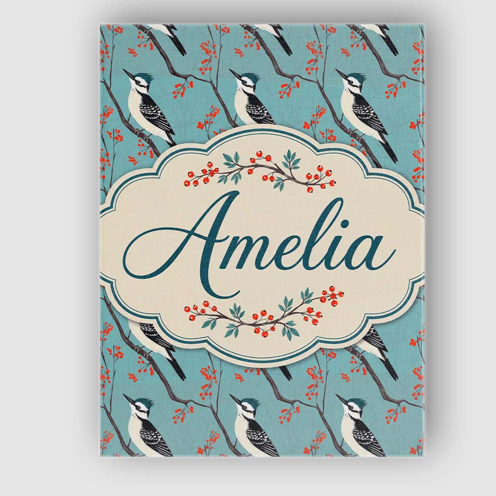 Personalised Name Black and White Woodpecker Custom Bespoke Contemporary Display Canvas Wall Art Print Decor Picture Ready to Hang