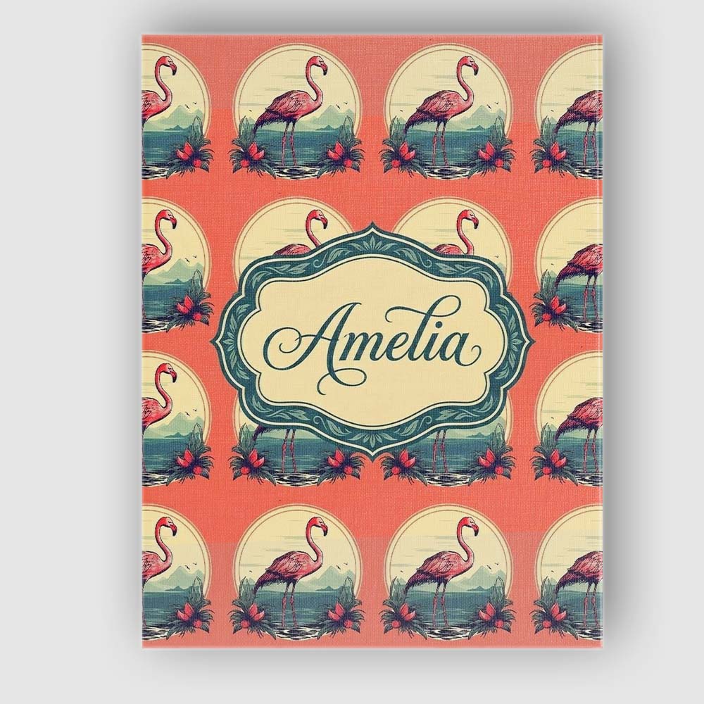 Personalised Name Tropical Flamingo Sunset Custom Unique Gift Idea Elegant Feature Canvas Wall Art Print Decor Picture Ready to Hang