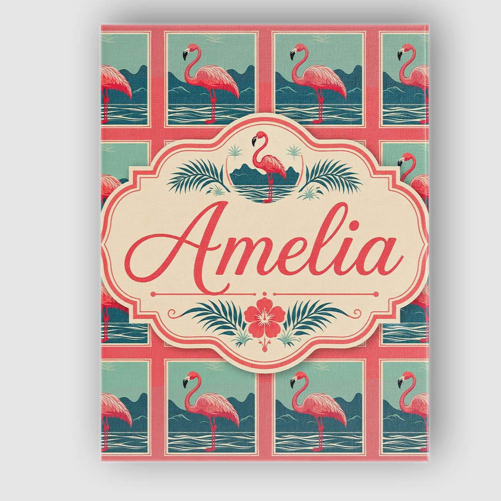Personalised Name Minimal Flamingo Coastal Custom Unique Gift Idea Elegant Feature Canvas Wall Art Print Decor Picture Ready to Hang