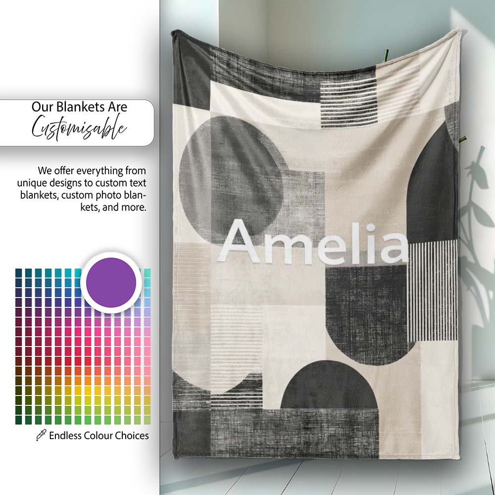 Positive Affirmation Typography Blue Green Motivational Word Pattern Personalised Custom Name Super Soft Fleece Blanket Bed Sofa Throw