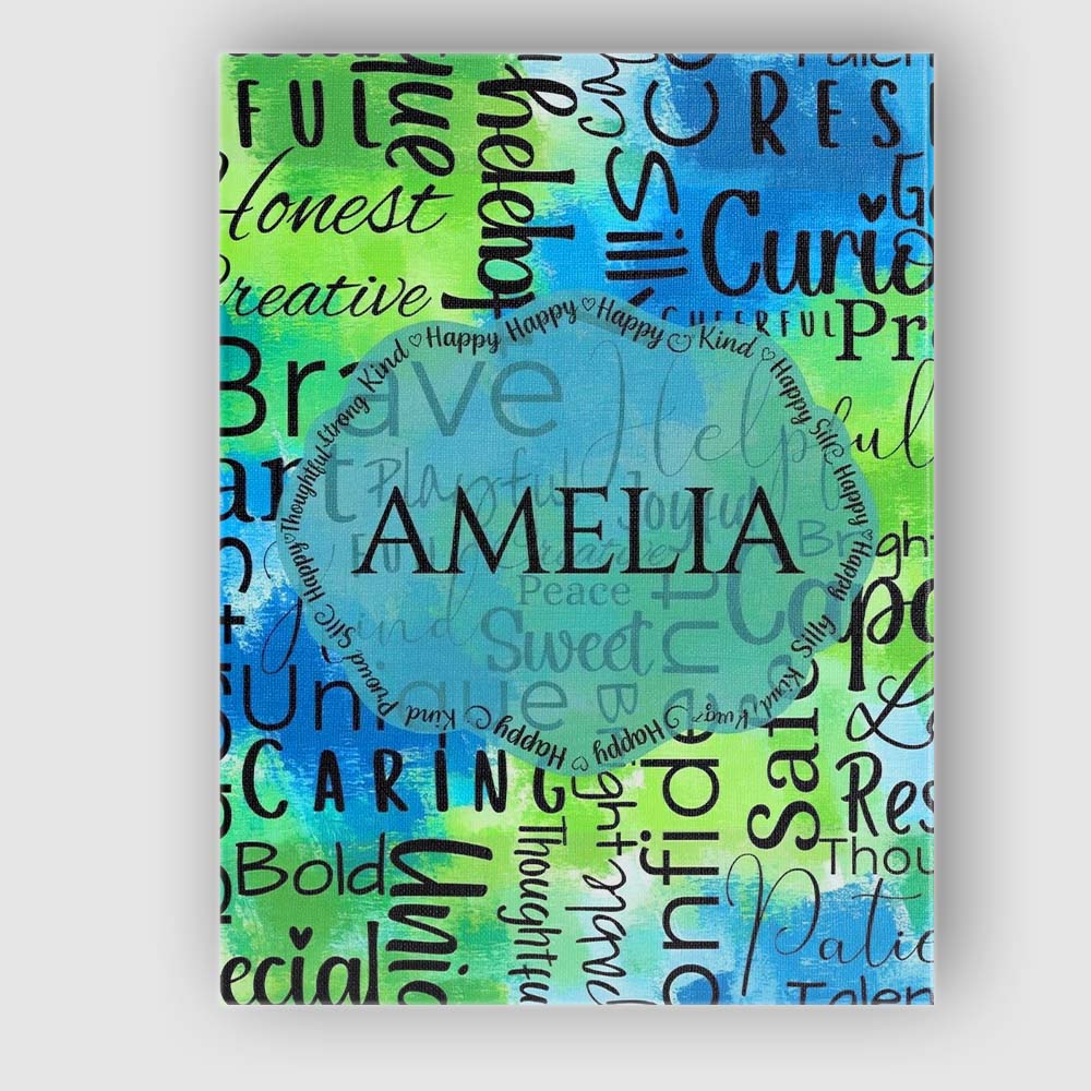 Personalised Name Galaxy Marble Typography Blue Black Motivational Custom Unique Canvas Wall Art Print Decor Picture Ready to Hang
