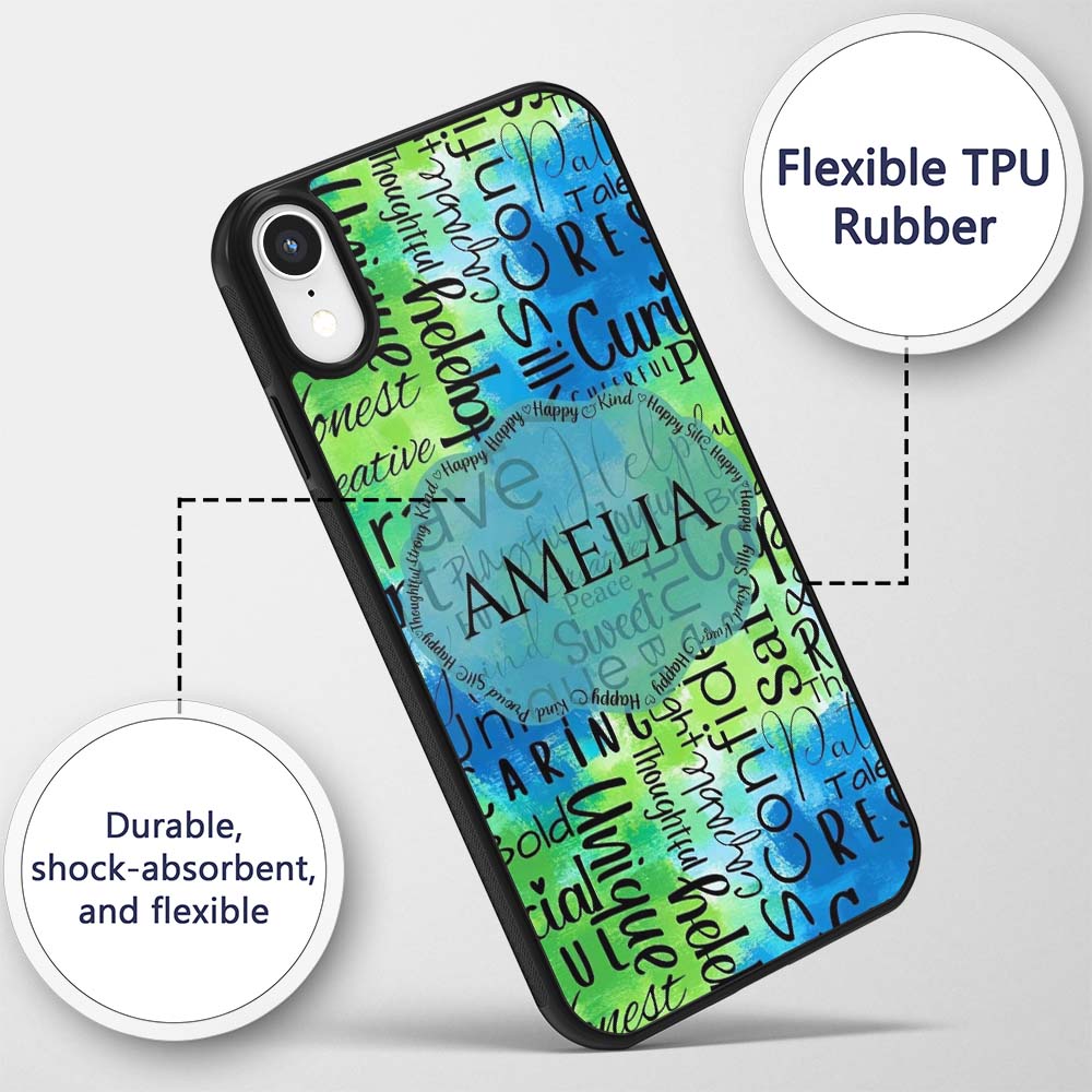 Galaxy Marble Typography Blue Black Motivational Custom Name Protective Phone Case Mobile Cover Durable Everyday Smartphone Shock Resistant