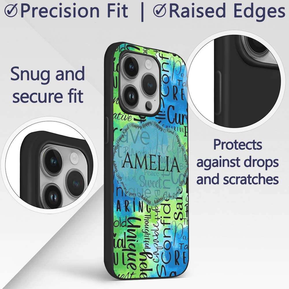 Galaxy Marble Typography Blue Black Motivational Custom Name Protective Phone Case Mobile Cover Durable Everyday Smartphone Shock Resistant