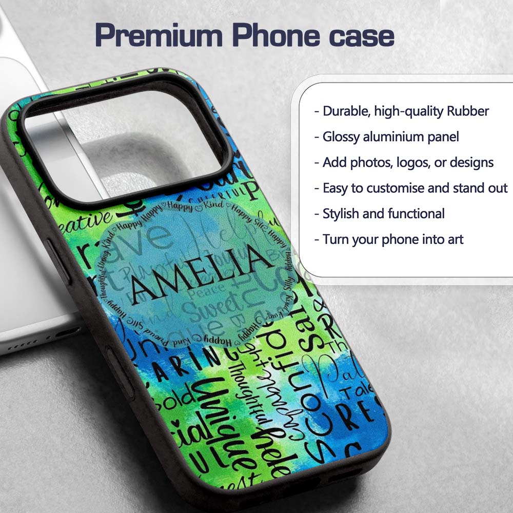 Galaxy Marble Typography Blue Black Motivational Custom Name Protective Phone Case Mobile Cover Durable Everyday Smartphone Shock Resistant