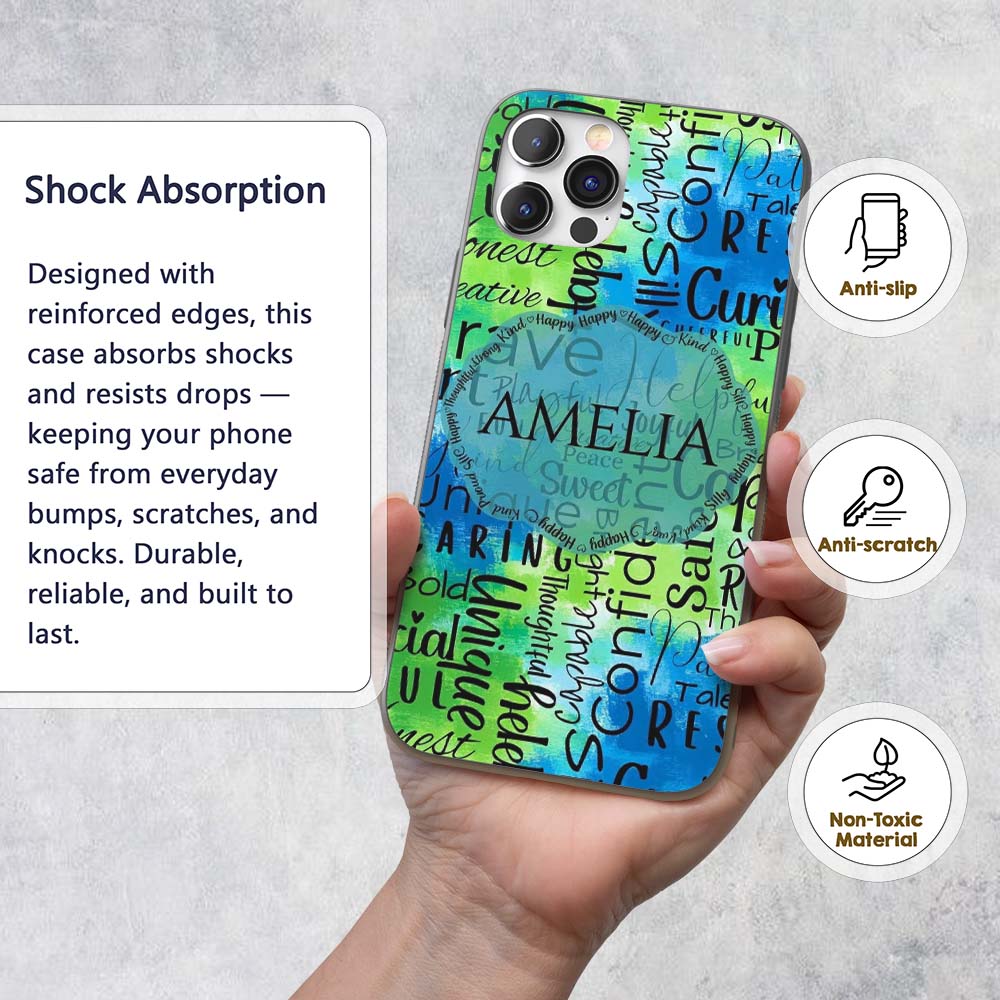 Galaxy Marble Typography Blue Black Motivational Custom Name Protective Phone Case Mobile Cover Durable Everyday Smartphone Shock Resistant