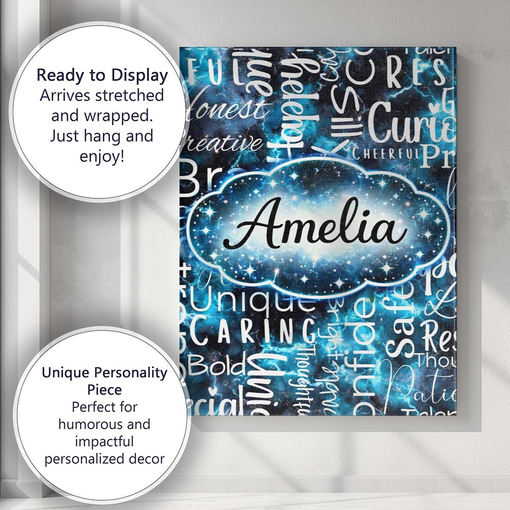 Personalised Name Splatter Paint Typography Multicolour Black Custom Contemporary Display Canvas Wall Art Print Decor Picture Ready to Hang