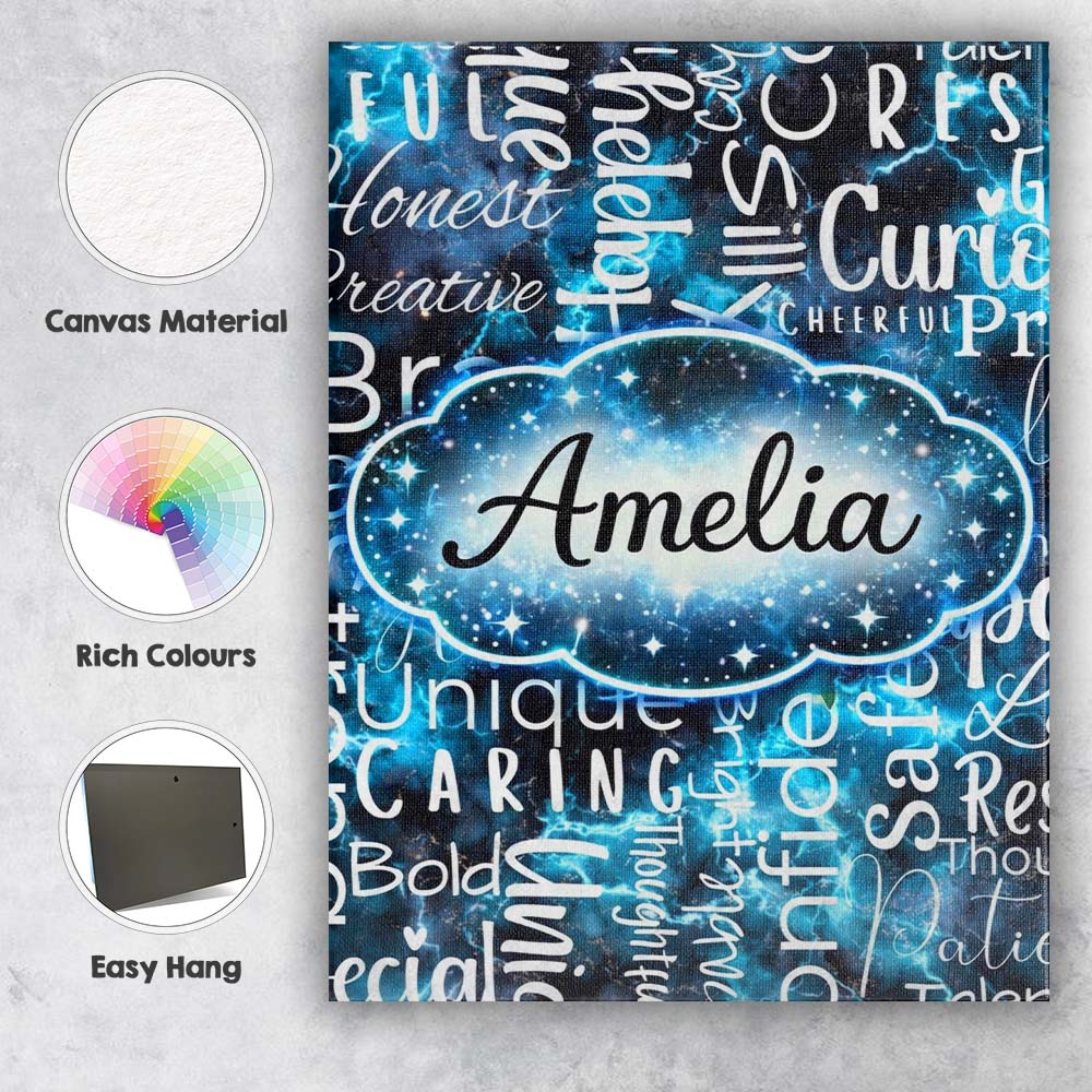 Personalised Name Splatter Paint Typography Multicolour Black Custom Contemporary Display Canvas Wall Art Print Decor Picture Ready to Hang